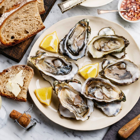 meeting break with oyster tasting