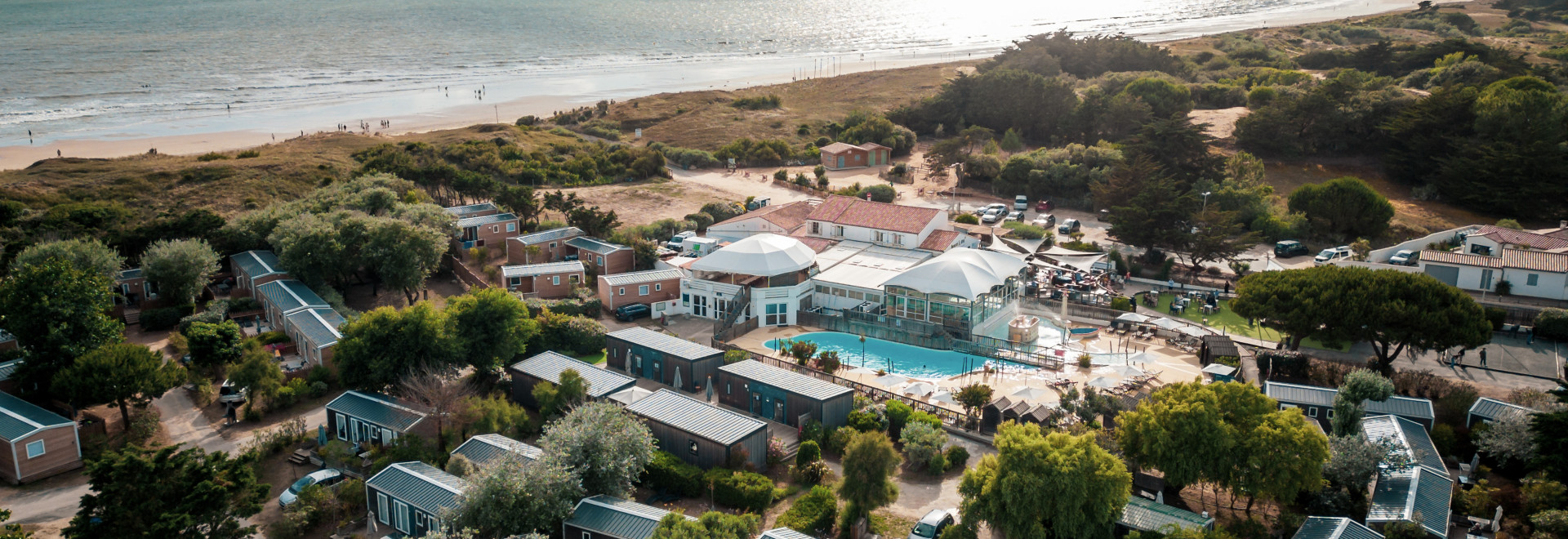 Aerial view of the 5-star campsite at Bois Plage in Ré near the ocean