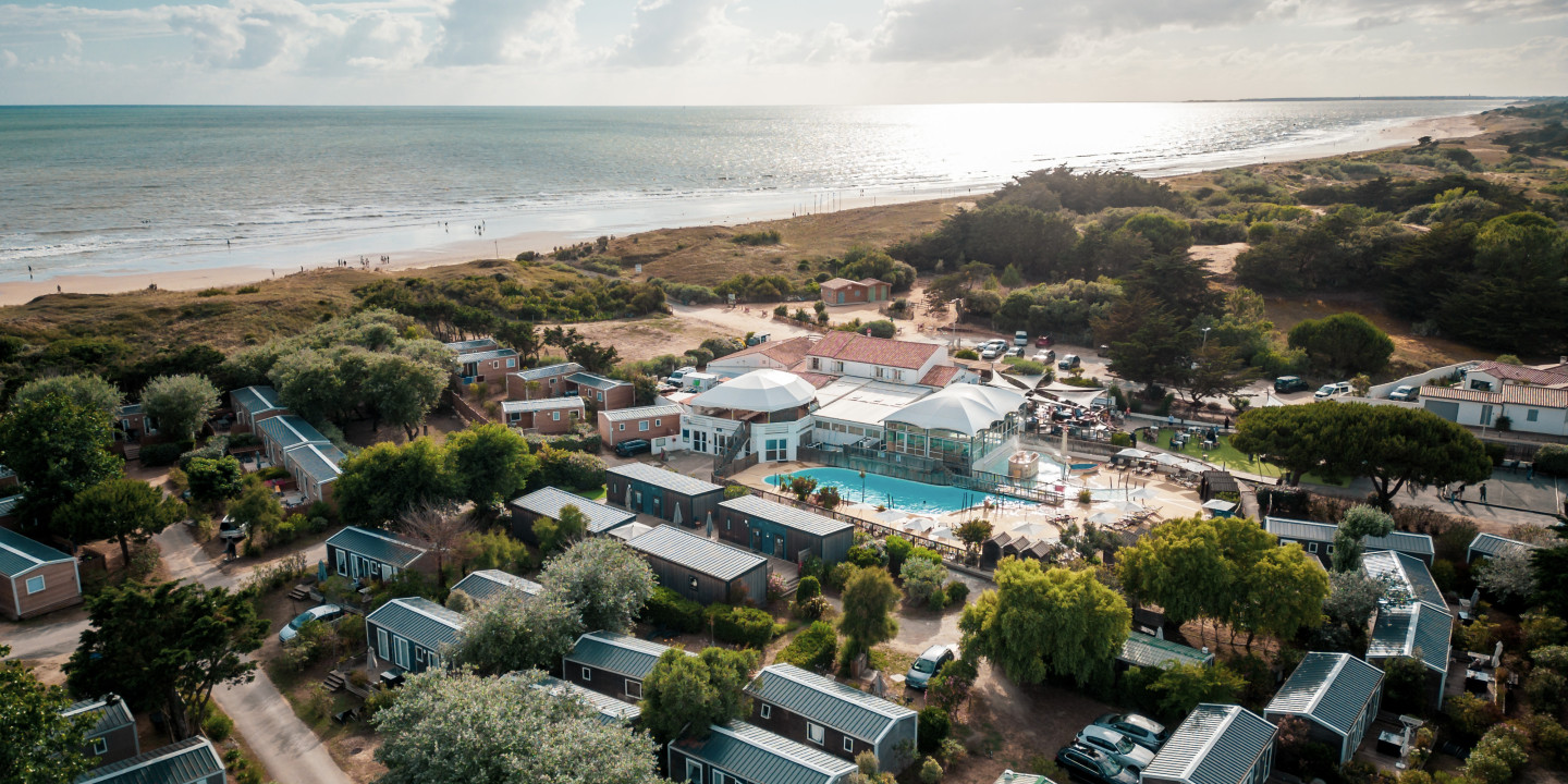 Aerial view of the 5-star campsite at Bois Plage in Ré near the ocean